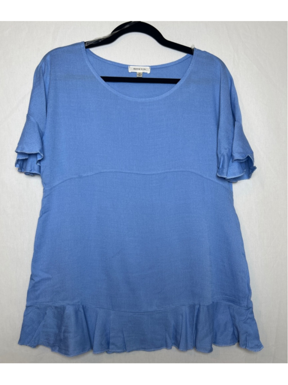 Hailey & Co Blue Top with Flutter Short Sleeve New without tags size medium